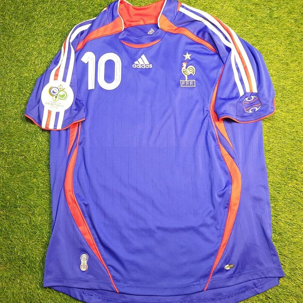 Zidane France 2006 WORLD CUP Home Soccer Jersey Shirt L SKU# 740126 AZB001 - Picture 1 of 8